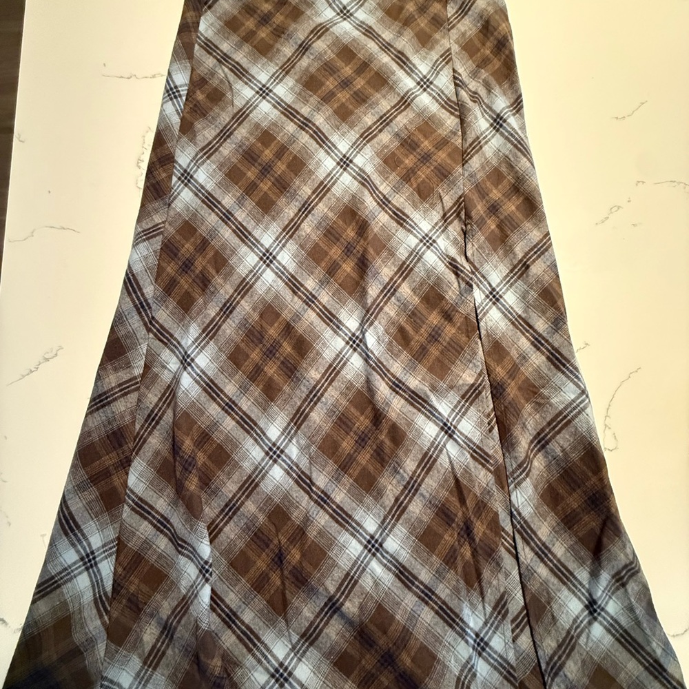Blu Pepper Brown Plaid A-Line Skirt